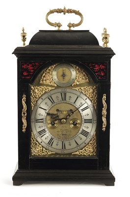 Lot 636 - J PAPAUOME, LONDON. A GOOD GEORGE I EBONISED EIGHT DAY BRACKET CLOCK