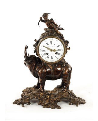 Lot 788 - THUILLIER, A PARIS. A LATE 19TH CENTURY FRENCH PATINATED BRONZE MANTEL CLOCK