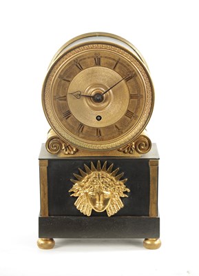 Lot 786 - A REGENCY BRONZE AND ORMOLU FUSEE MANTEL CLOCK