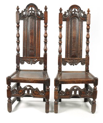 Lot 1363 - A PAIR OF 17TH CENTURY JOINED OAK SIDE CHAIRS