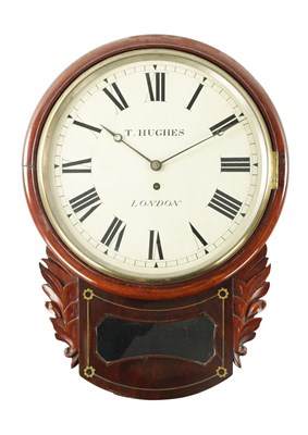 Lot 232 - T. HUGHES, LONDON. A LATE REGENCY BRASS INLAID FUSEE WALL CLOCK