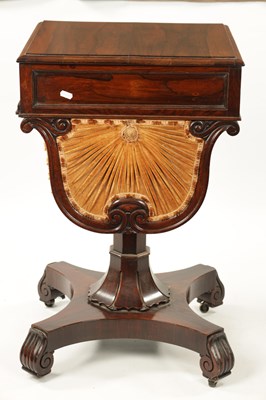 Lot 1441 - GILLOWS LANCASTER. A WILLIAM IV ROSEWOOD WORK/WRITING TABLE