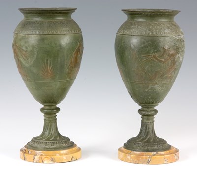 Lot 456 - A PAIR OF EGYPTIAN STYLE BRONZE JARDINIERES...