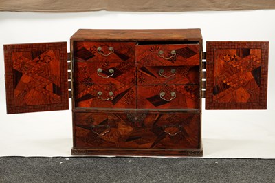 Lot 575 - A JAPANESE MEIJI PERIOD INLAID COLLECTOR'S CABINET OF LARGE SIZE