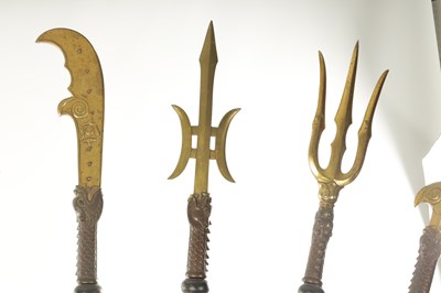 Lot 512 - A LATE 19TH CENTURY CHINESE HARDWOOD AND GILT BRONZE WEAPONS STAND