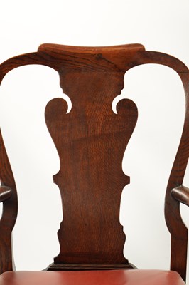 Lot 1465 - A PAIR OF GEORGE II STYLE ELM OPEN ARMCHAIRS