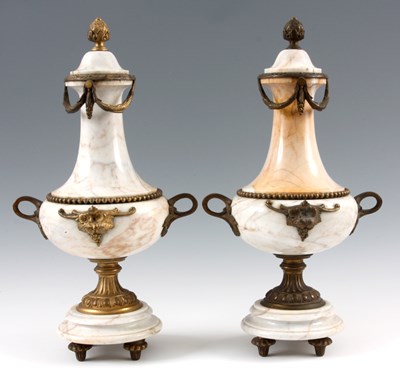 Lot 459 - A PAIR OF BALUSTER TURNED ORMOLU MOUNTED...