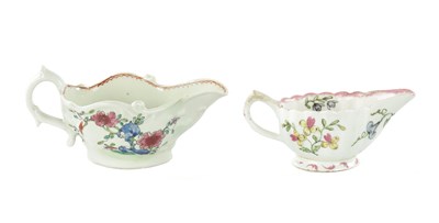 Lot 139 - TWO BOW & CHAFFERS CREAM BOATS ONE CIRCA 1765 FROM THE GEOFFREY SELL COLLECTION