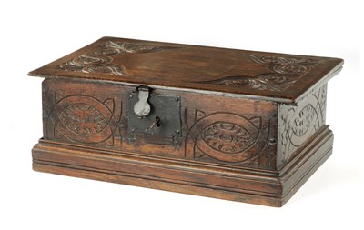 Lot 19 - A LATE 17TH CENTURY CARVED OAK DEED BOX