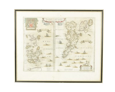 Lot 414 - A 19TH CENTURY HAND COLOURED MAP OF ORKNEY AND SHETLAND