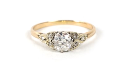 Lot 390 - AN 18CT GOLD ART DECO STYLE 0.75CT DIAMOND RING