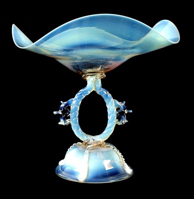 Lot 158 - A VENETIAN OPALESCENT GLASS TAZZA