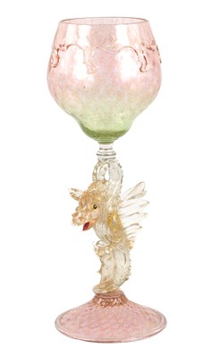 Lot 292 - A LARGE SALVIATTI VENETIAN GLASS DRAGON GOBLET