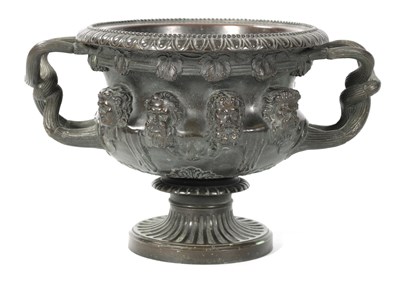 Lot 150 - A 19TH CENTURY PATINATED BRONZE GRAND TOUR WARWICK VASE