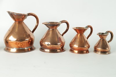 Lot 190 - A GRADUATED SET OF 19TH CENTURY COPPER MEASURE JUGS (INC. BENHAM & FROUD)