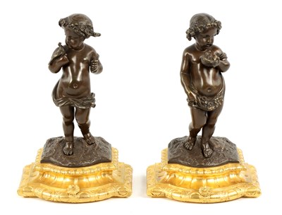 Lot 494 - A PAIR OF 19TH CENTURY FRENCH HENRI PICARD BRONZE AND ORMOLU FIGURAL SCULPTURES