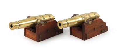 Lot 79 - A PAIR OF 19TH CENTURY CAST BRASS SIGNAL CANNONS