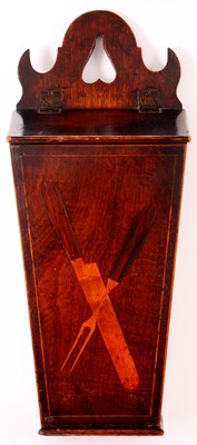 Lot 657 - A late George III hanging Mahogany CUTLERY BOX...