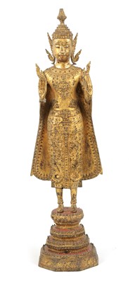 Lot 214 - A 19TH CENTURY GILT BRONZE TIBETAN BUDDHA