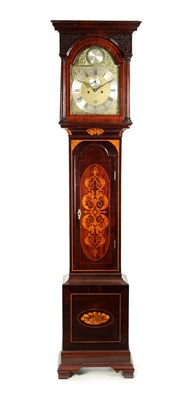 Lot 550 - NATHANIEL HEDGE, COLCHESTER. A GEORGE III MARQUETRY INLAID MAHOGANY INLAID EIGHT-DAY LONGCASE CLOCK