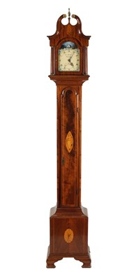 Lot 551 - AN G. HAMNET, GLOSSOP. AN 18TH CENTURY AND LATER 30HR WEIGHT DRIVEN INLAID MAHOGANY GRANDMOTHER CLOCK WITH ROCKING SHIP AUTOMATION