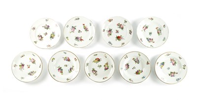 Lot 17 - A COLLECTION OF NINE MEISSEN STYLE FLORAL DINNER PLATES