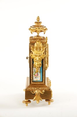 Lot 1331 - A LATE 19TH CENTURY FRENCH PORCELAIN PANELLED ORMOLU MANTEL CLOCK
