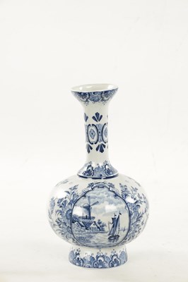 Lot 464 - A 19TH CENTURY BLUE AND WHITE DELFT BOTTLE VASE