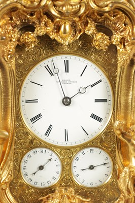 Lot 1272 - GROHE, PARIS. A FINE AND RARE MID 19TH CENTURY FRENCH CAST GILT BRASS ROCOCO REPEATING PETITE SONNERIE CARRIAGE CLOCK