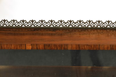 Lot 1412 - A MASSIVE PAIR OF REGENCY COUNTRY HOUSE FINE PAIR OF ROSEWOOD AND CARVED GILTWOOD CONSOLE TABLES IN THE MANNER OF GILLOWS