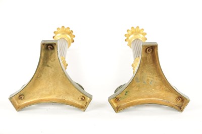 Lot 1038 - A PAIR OF REGENCY BRONZE AND ORMOLU CANDLESTICKS WITH LATER OIL LAMP FITTINGS