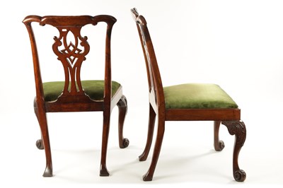 Lot 1458 - A GOOD PAIR OF MID 18TH CENTURY WALNUT SIDE CHAIRS