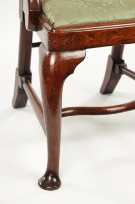 Lot 1453 - AN 18TH CENTURY WALNUT AND MARQUETRY INLAID ARM CHAIR