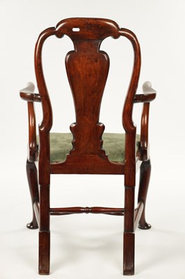 Lot 1453 - AN 18TH CENTURY WALNUT AND MARQUETRY INLAID ARM CHAIR