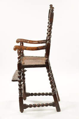 Lot 1491 - A RARE CHARLES II JOINED WALNUT CHILD’S HIGH CHAIR