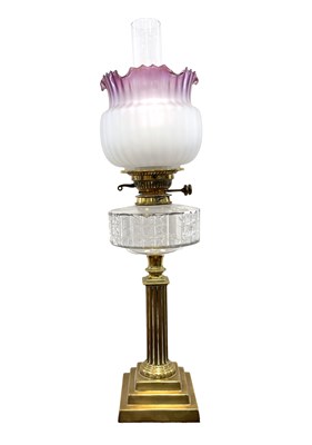 Lot 986 - A 19TH CENTURY BRASS OIL LAMP