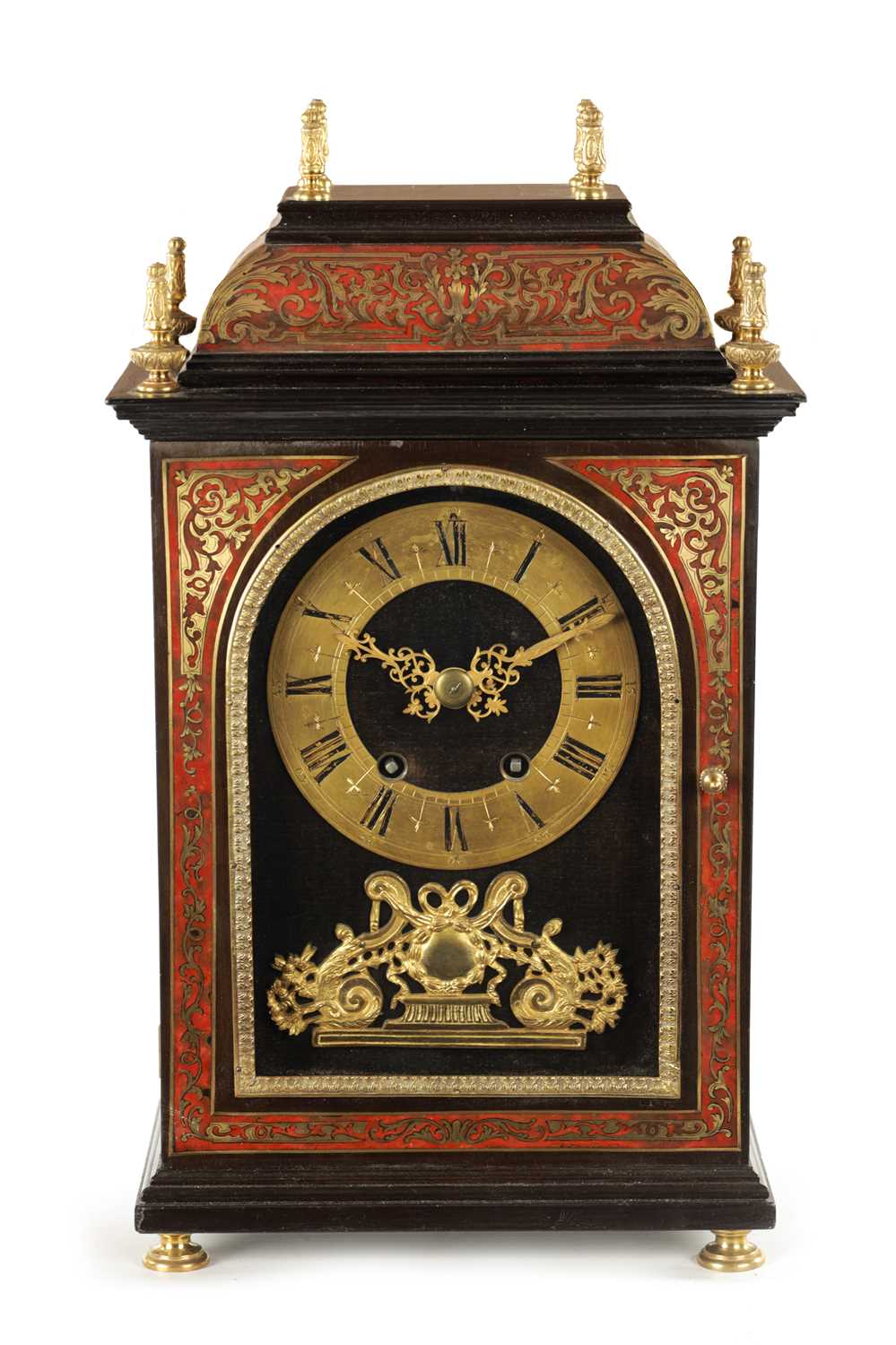 Lot 1265 - A LATE 19TH CENTURY FRENCH BOULLE MANTEL CLOCK