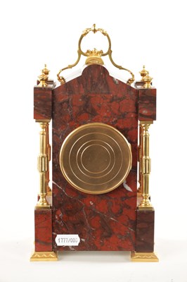 Lot 1202 - A LATE 19TH CENTURY FRENCH ORMOLU MOUNTED ROUGE MARBLE MANTEL CLOCK