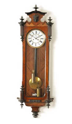 Lot 1179 - A LATE 19TH CENTURY VIENNA STYLE WEIGHT DRIVEN WALL CLOCK