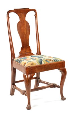 Lot 1480 - AN EARLY 18TH CENTURY FRUITWOOD SIDE CHAIR WITH PERIOD NEEDLEWORK COVERED SEAT