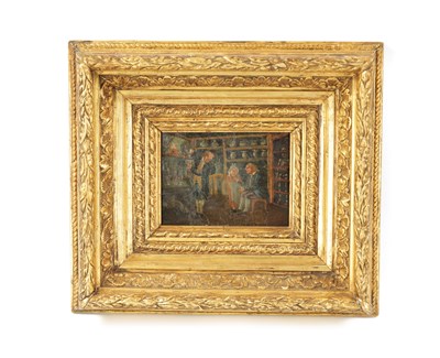 Lot 1176 - 18TH/19TH CENTURY OIL ON OAK PANEL - THE CHINA DEALER’S SHOP