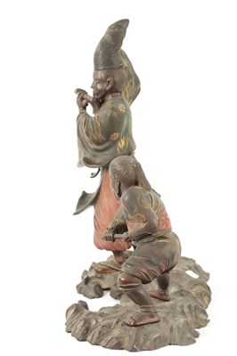 Lot 515 - A LARGE MEIJI PERIOD JAPANESE CARVED LACQUERED SCULPTURE
