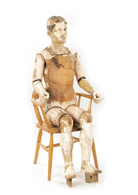 Lot 951 - A LATE 19TH CENTURY LIFE-SIZE CARVED HARDWOOD LAY FIGURE