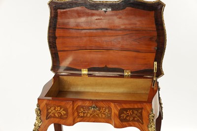 Lot 1434 - A FINE 19TH CENTURY BURR WALNUT AND MARQUETRY INLAID WORK TABLE