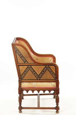 Lot 1438 - A FINE LATE 19TH CENTURY INLAID WALNUT AESTHETIC PERIOD CHAIR IN THE MANNER WILLIAM MORRIS
