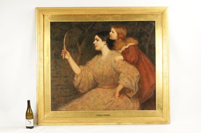 Lot 1119 - WILBUR AARON REASER (1860-1942) A LATE 19TH CENTURY PRE-RAPHAELITE STYLE OIL ON CANVAS ENTITLED ON REVERSE MOTHER AND CHILD