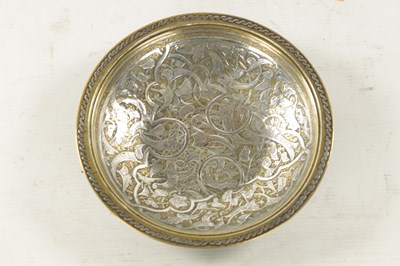 Lot 535 - AN 18TH/19TH CENTURY  MIDDLE EASTERN CAST BRASS AND SILVER INLAY SHALLOW BOWL