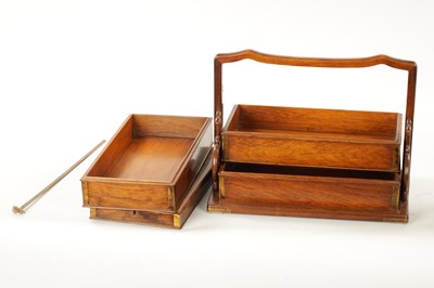 Lot 519 - A CHINESE HUANGHUALI FOUR-TIER PICNIC BOX