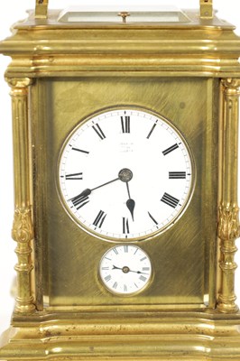 Lot 1242 - A LATE 19TH CENTURY GRAND SONNERIE REPEATING CARRIAGE CLOCK WITH ALAR