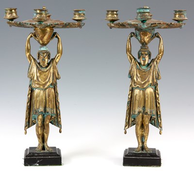 Lot 498 - A PAIR OF 19th CENTURY BRONZE NEO-CLASSICAL...